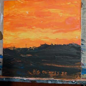 Vibrant Orange and Black Landscape Art by
